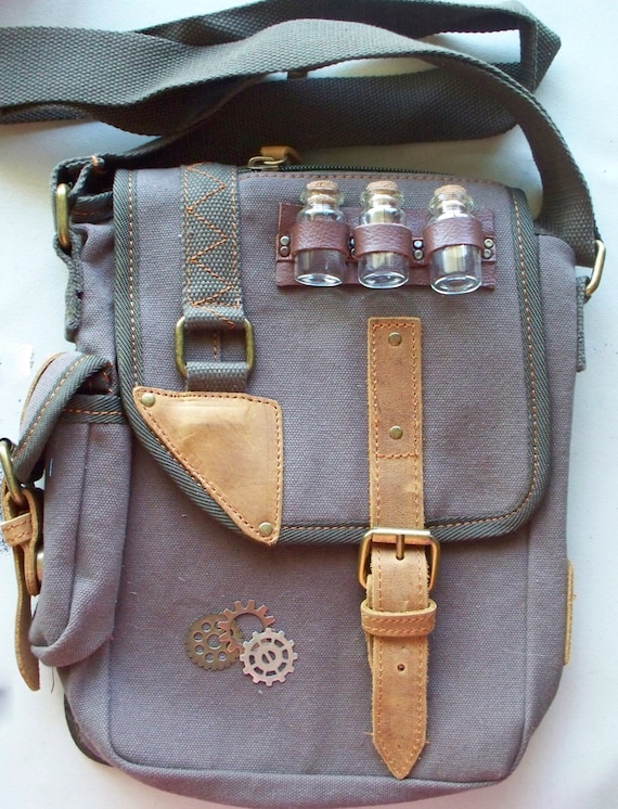 Time Travelers Satchel ~ Steampunk Gear Cross Body Bag by SteamingMadd steampunk buy now online