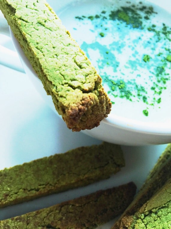 Organic Matcha Green Tea Biscotti / Gluten Free / Vegan / Low