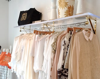 Clothing Rack Set - Lucite and Brass Retail Display