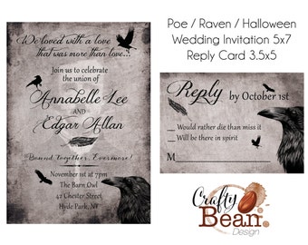 Raven / Poe / Halloween/ Gothic Wedding Invitation DIY Printable