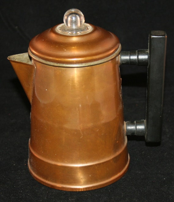 Vtg Copper Coffee Pot Vintage Small 4 Cups Kitchen Percolator