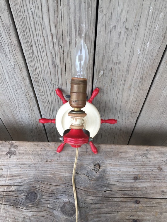 Vintage nautical lamp ships wheel wall sconce or table lamp