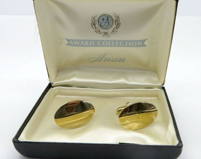 Anson Gold Tone Cuff Links, Vintage Anson Award Collection Cufflinks, Men's Suit Accessory