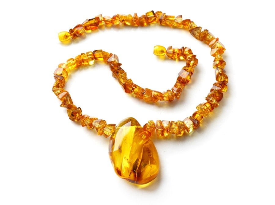 Yellow amber necklace Clearance