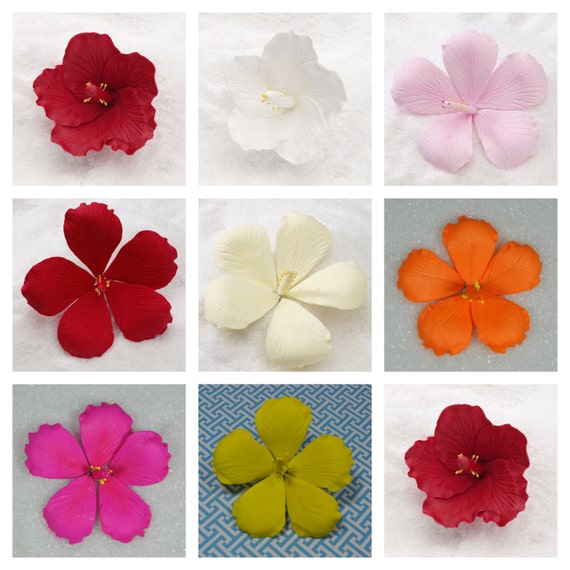 Gumpaste Hibiscus Flowers Red White Pink Yellow Orange