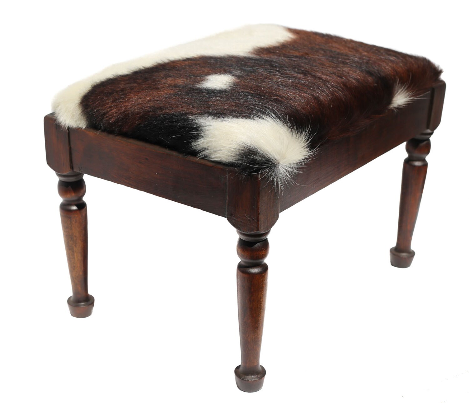Cowhide Footstool Stool Brazilian Tricolor Leather Hide