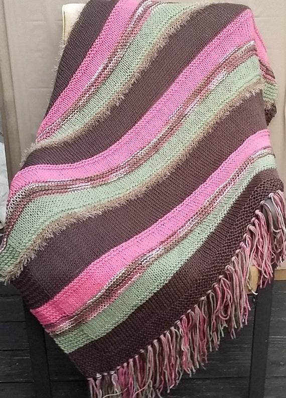 Handmade Afghan Throw Blanket Knit Afghan Throw Blanket Taupe