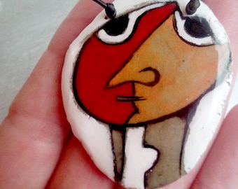 unique paper mache pendant,handmade,colorful,abstract,for her