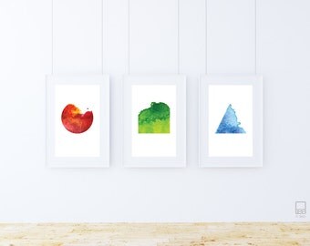 Geometric Waves of Colour - Printable Art (Set of 3 A4 Designs)
