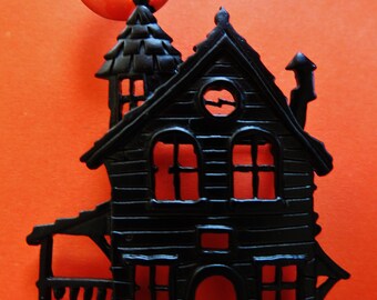 JJ Jonette Spooky Haunted Halloween House Brooch Pin