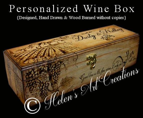 Wedding Wine Box Personalized Wine Box Rustic Wedding Gift