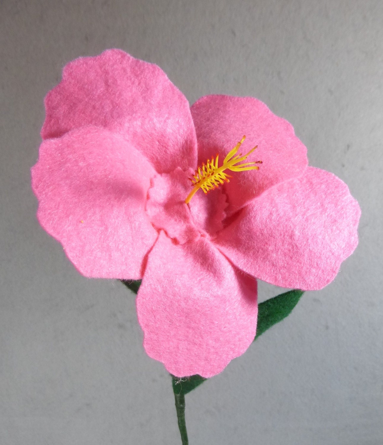 Pink Felt Hibiscus MadeToOrderArtificial Flower Stem Fake