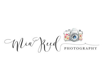 Photography logo, premade logo design, watercolor camera logo, photographer watermark n13