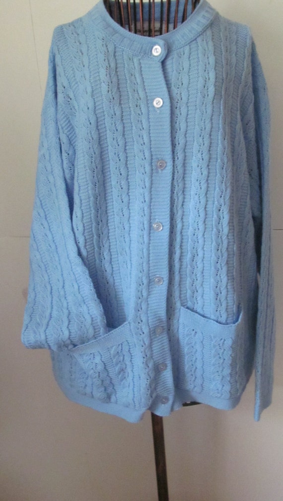 Blue Cardigan Sweater Womens Sz 1X Plus size by ReVintageBoutique