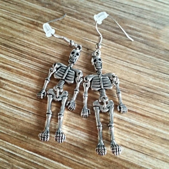 Cute Skeleton Earrings with Segmented Body