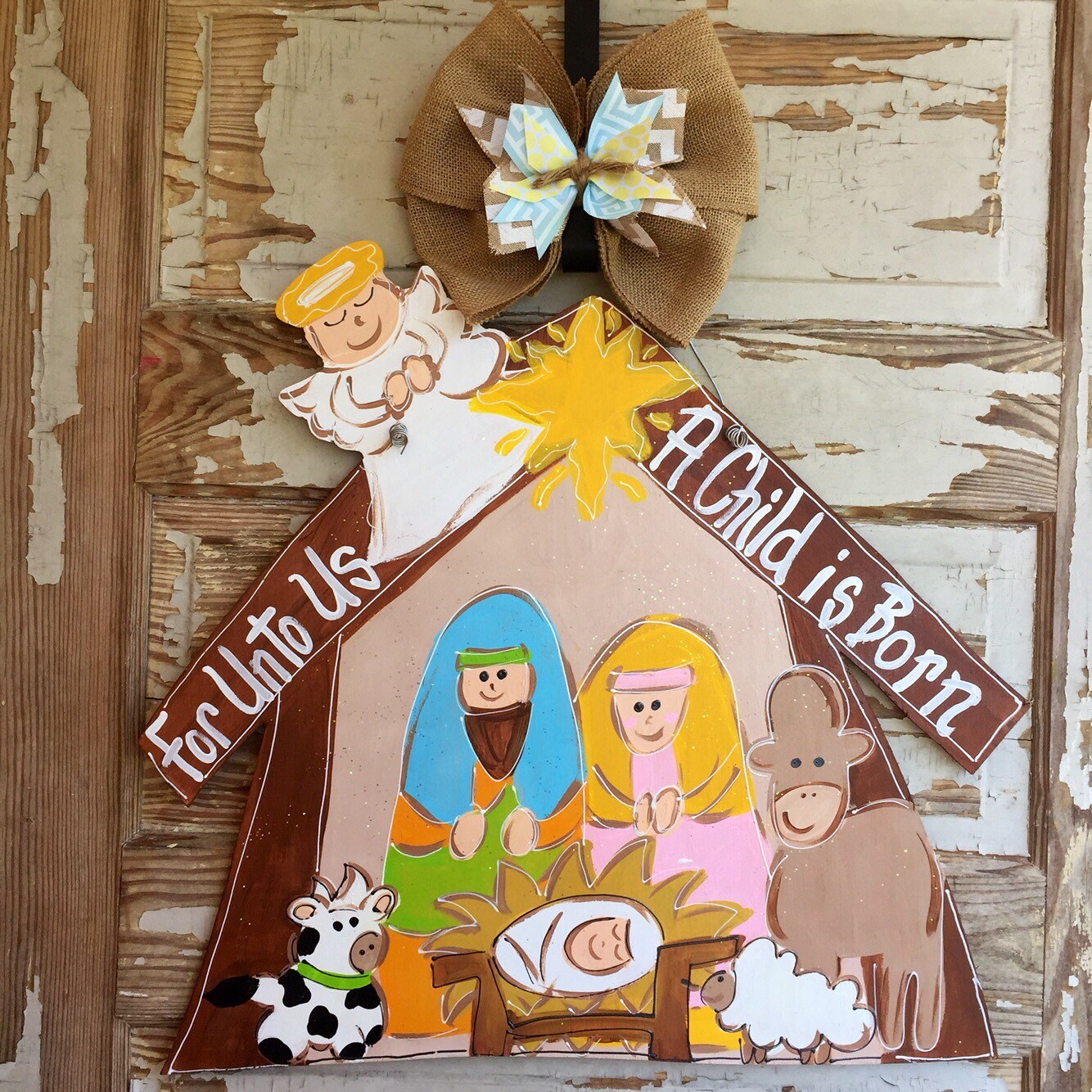 Christmas Door Hanger Nativity Door Hanger Christmas Door