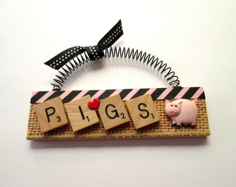 Pigs Love Pigs Scrabble Tile Ornament