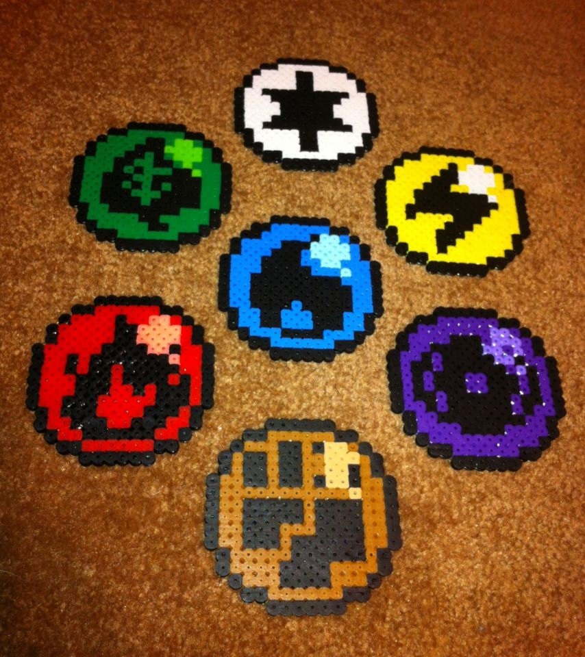 Pokemon Elemental Type Perler Bead Coasters