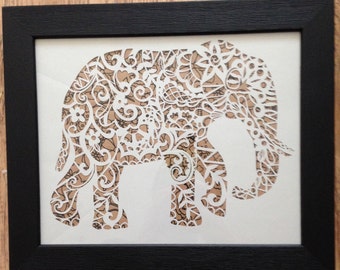 Elephant Papercut Template - cut your own - safari - art - nursery design - paper cut - papercutting - animal - a4 - Elephant - pattern -