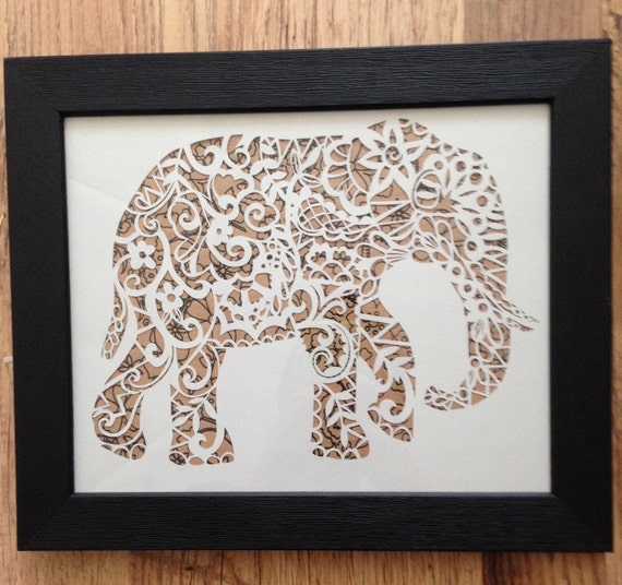 Elephant Papercut Template cut your own safari art