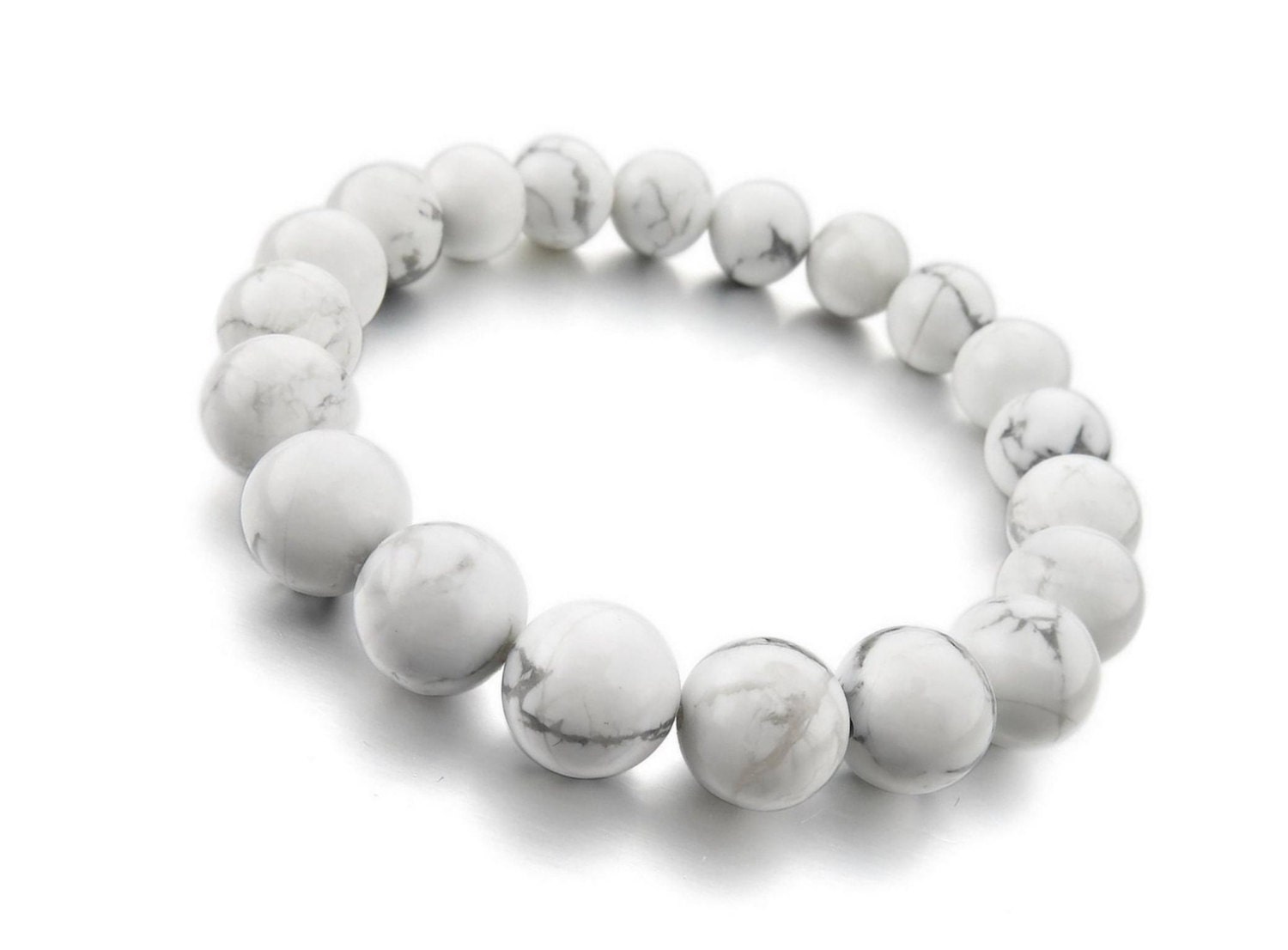 10mm White Howlite Bracelet Howlite Men's Bracelet Mens