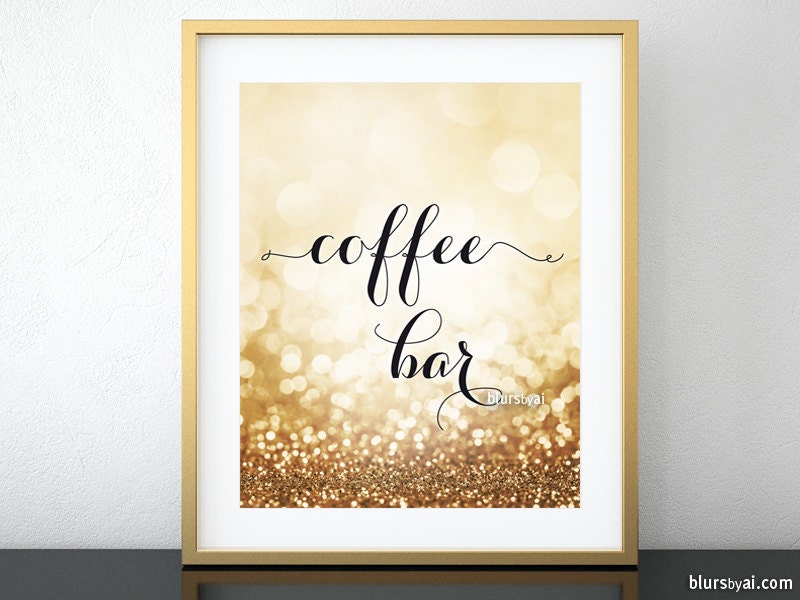 coffee bar printable sign gold coffee bar sign rose gold