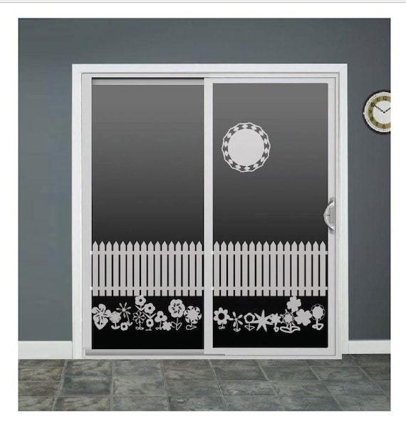 Flower Garden Fence Glass Door Decals Sliding Door Decal Door