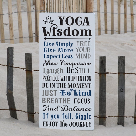Yoga Rules Wood Sign / Handpainted Yoga Wisdom Wood Sign