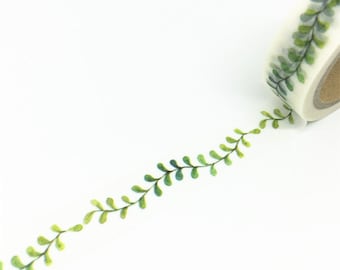 Washi Tape, Beautiful Washi Tape, Leaf Washi Tape, Leaves Washi Tape, Green Paper Tape, Plants Washi Tape