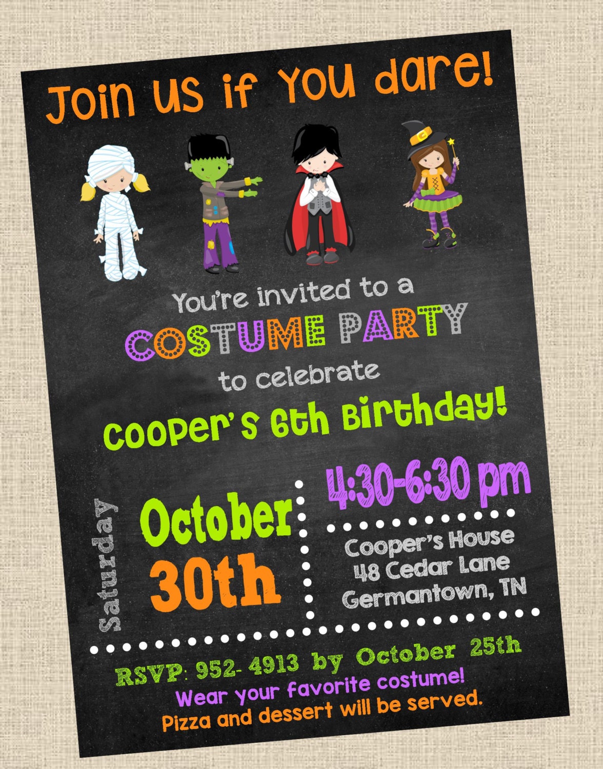 Halloween Costume Invitations 8