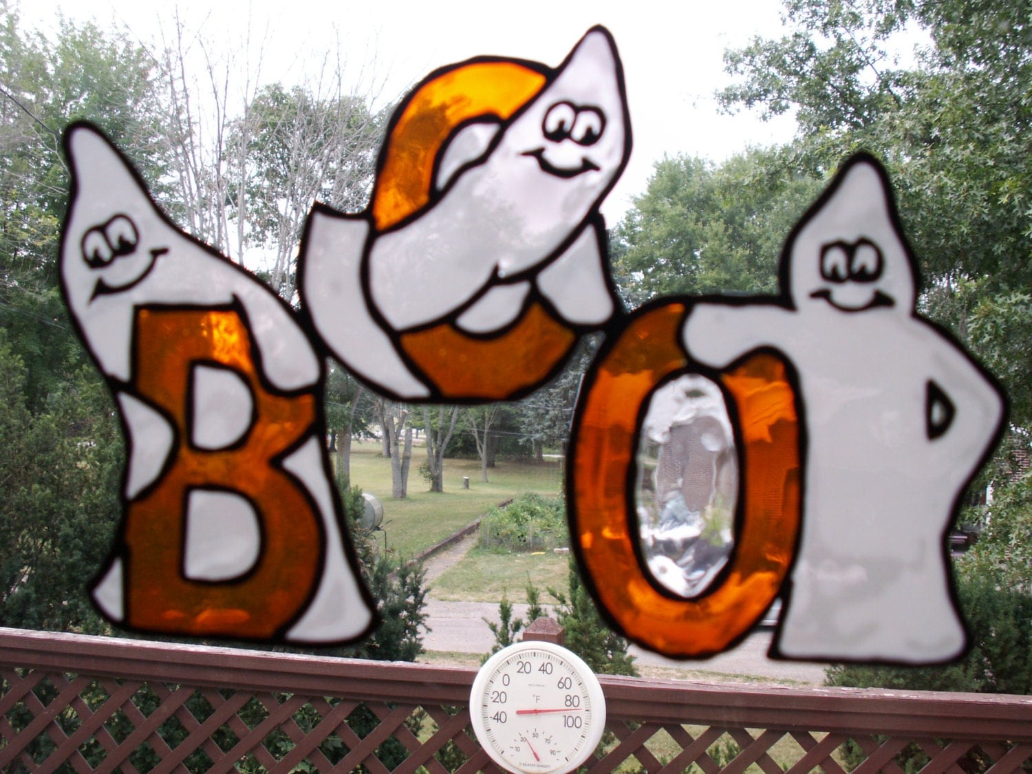 Window Clings Halloween Ghost Boo Cling Faux Stained Glass