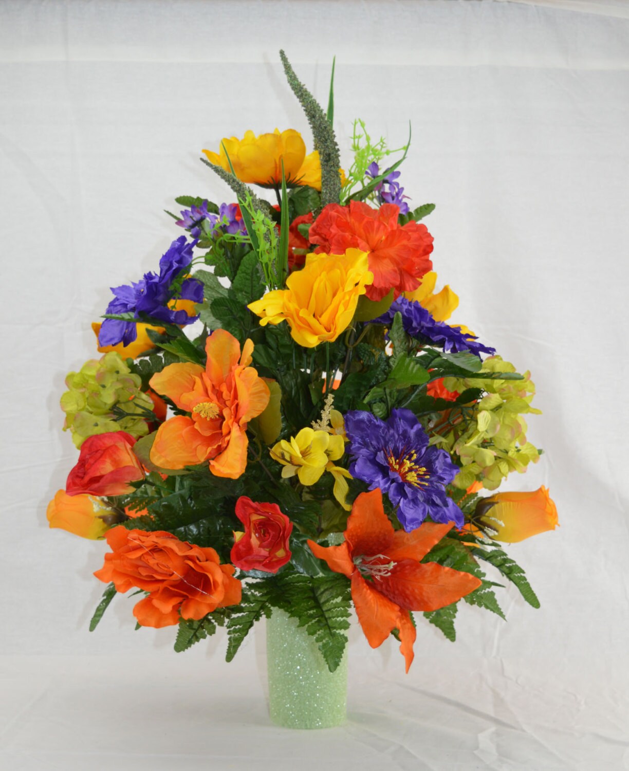 No.5023 Fall Cemetery Arrangement. Autumn Cone Flower Cone