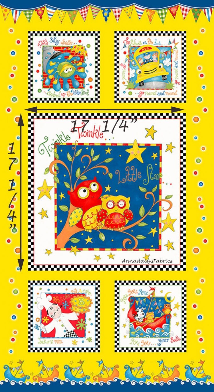 Nursery Rhyme Baby Quilt Fabric Panel Rhyme by AnnadaisysFabrics