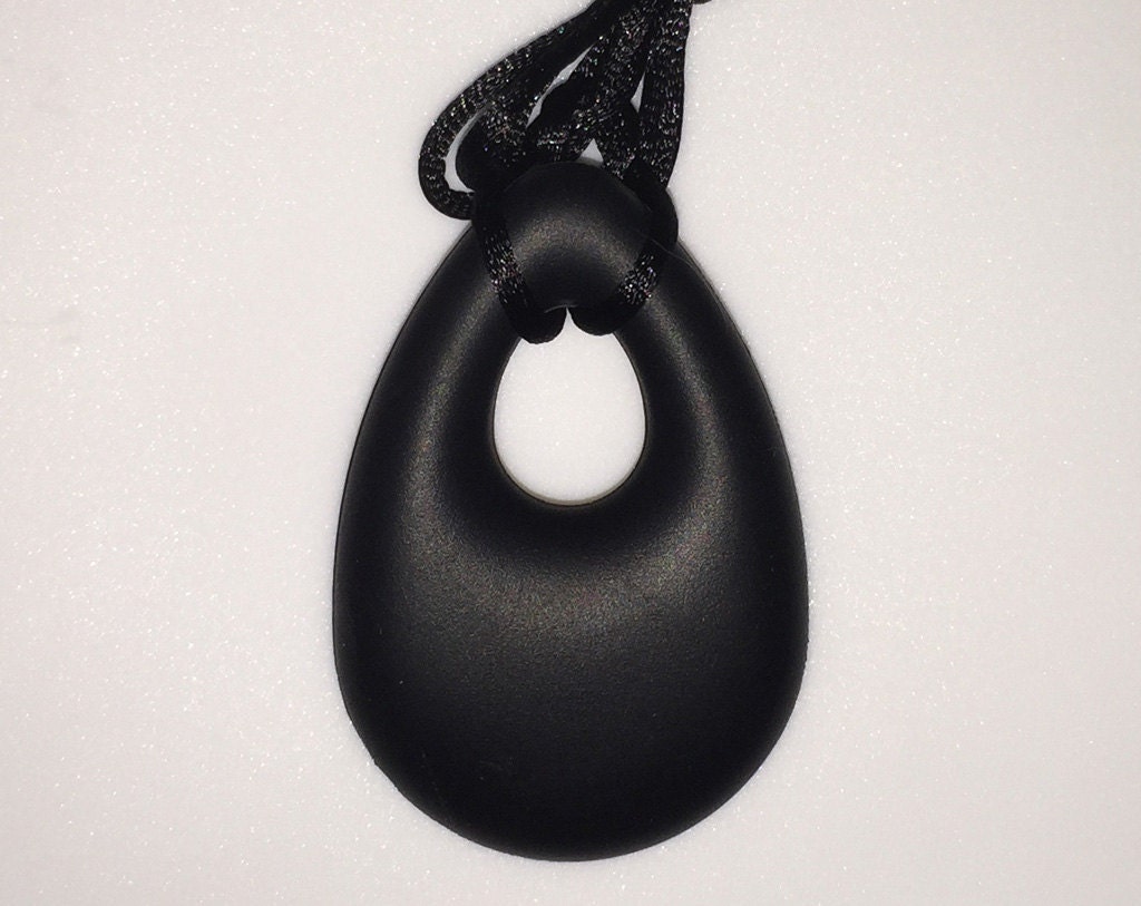 Silicone Pendant Necklace 3 7/8 x 2 black