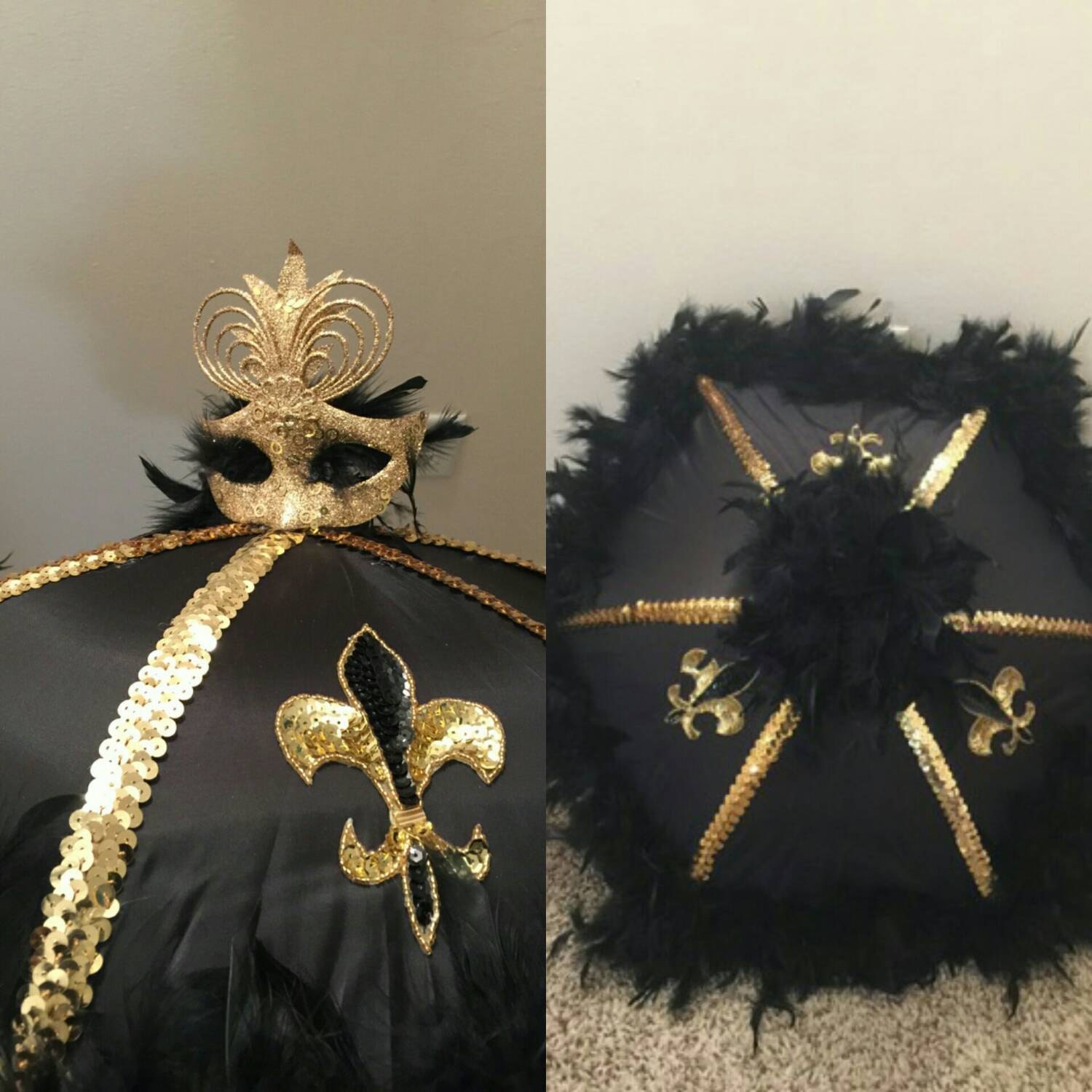 Authentic New Orleans Second Line Umbrellas Who Dat Black and