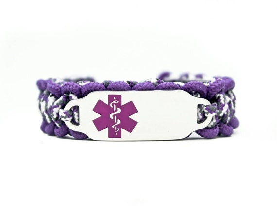 Personalized Thin Kids Medical Alert ID Paracord Bracelet w/
