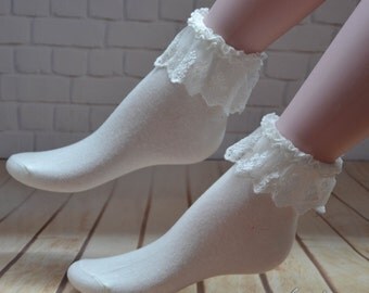 Women lace socks, Lace Ankle Socks,white lace socks,wedding socks,short boot socks, ladies hosiery lace cuff socks .