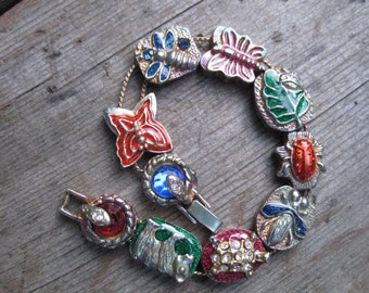 Vintage slide bracelet with creatures -- 230