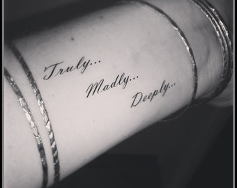 tattoo quote fake tattoos temporary tattoos tattoo quote truly madly deeply One direction tattoo