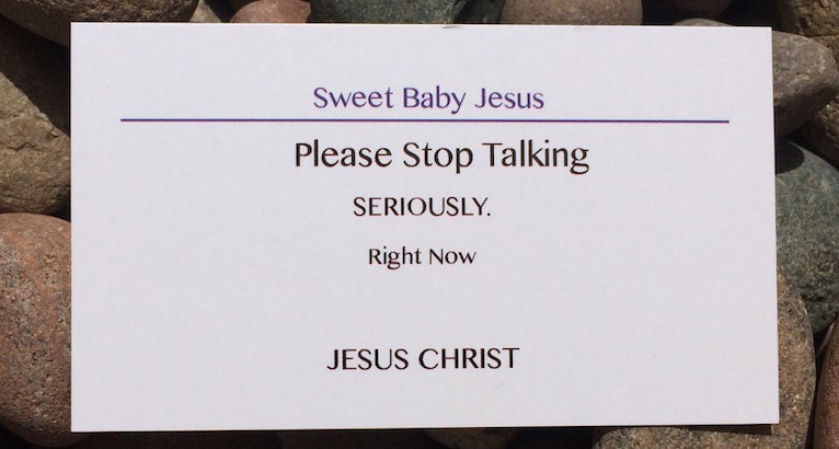 PLEASE STOP TALKING Funny Business Cards On By