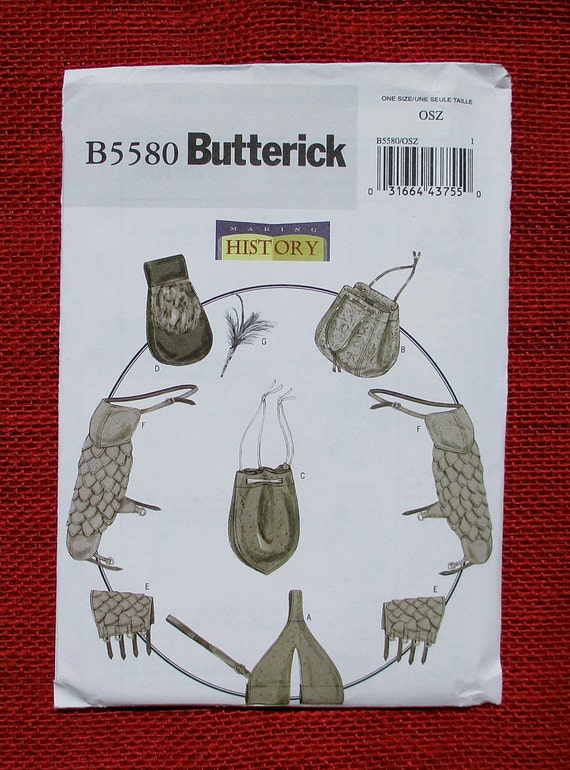 Butterick Historical Sewing Pattern B5580, Sword Holder, Bags Pouch ...