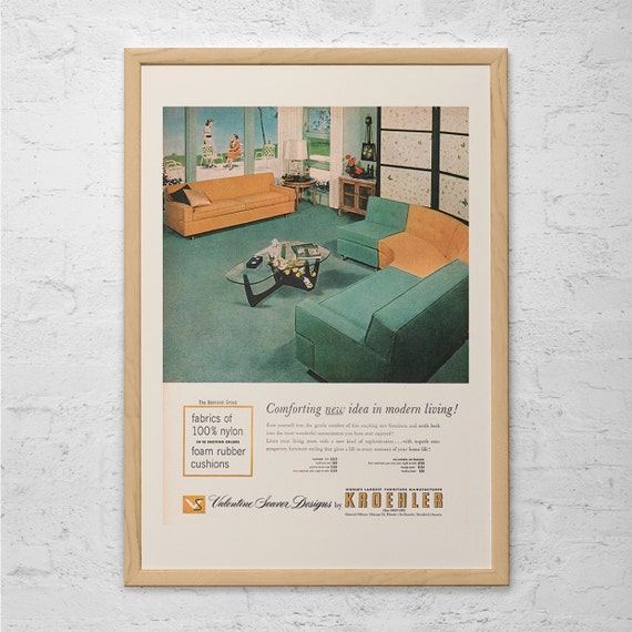 MID CENTURY Home Decor Ad Retro Fashion Ad Vintage Wall