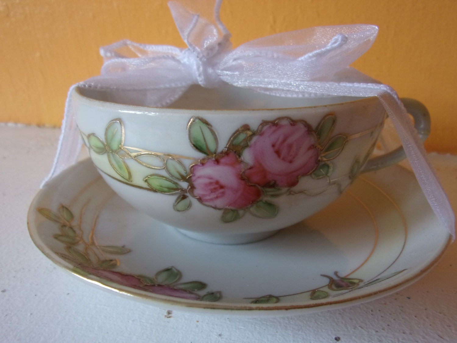 Hand painted Nippon Tea Cups with Saucers Set of by DylmanGardens