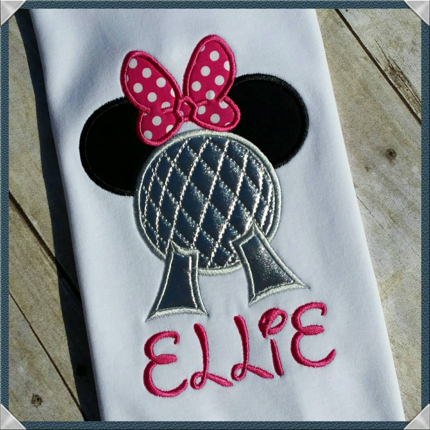 Minnie Mouse epcot applique tee for infant toddler girls