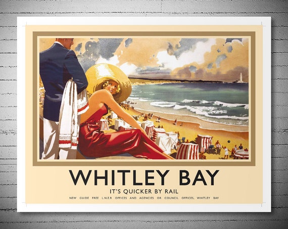 Whitley Bay Vintage Travel Poster by Frank Newbould by WallArty