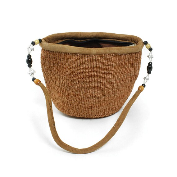African Sisal Jute Woven Shoulder Beach Bag Made in Kenya Market Tote