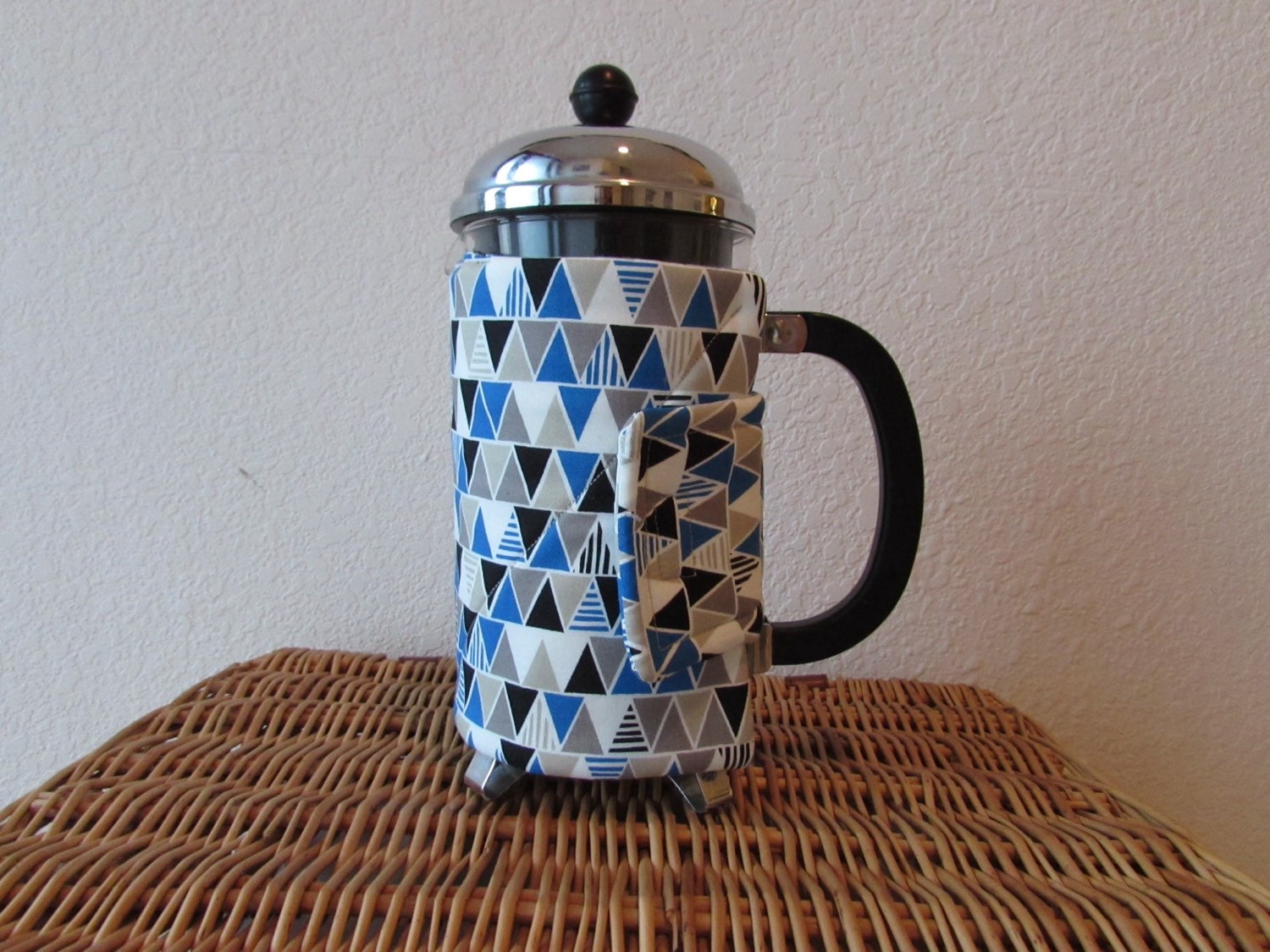 French Press Cozy Blue Geometric Modern Fabric