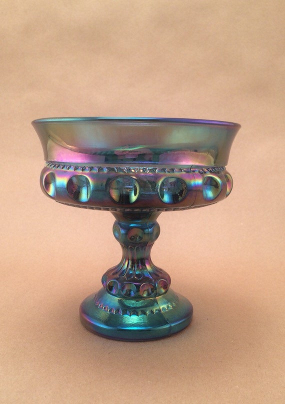 Carnival Glass Blue Iridescent Candy Dish by RelixMpls on Etsy