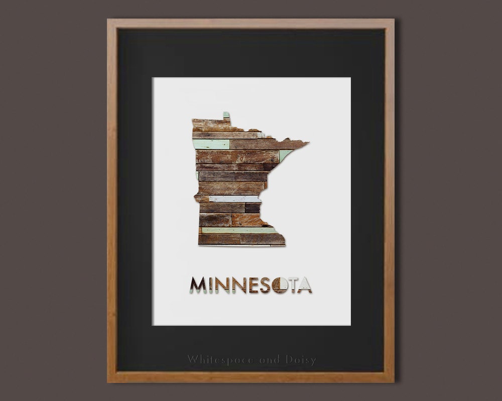 Minnesota Art Print Minnesota State Art Print Minnesota Wall