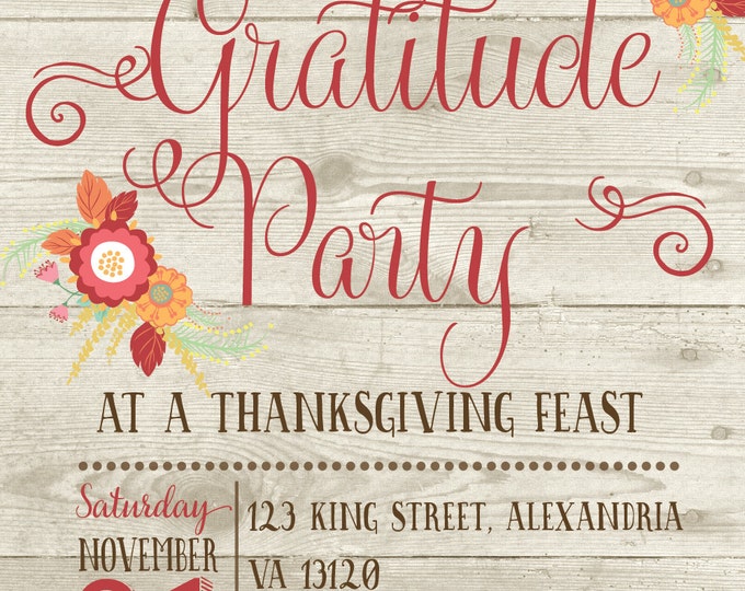 Thanksgiving invitation. Printable Thanksgiving invite. Personalized. Thanksgiving dinner invite. Wood thanksgiving invitation.